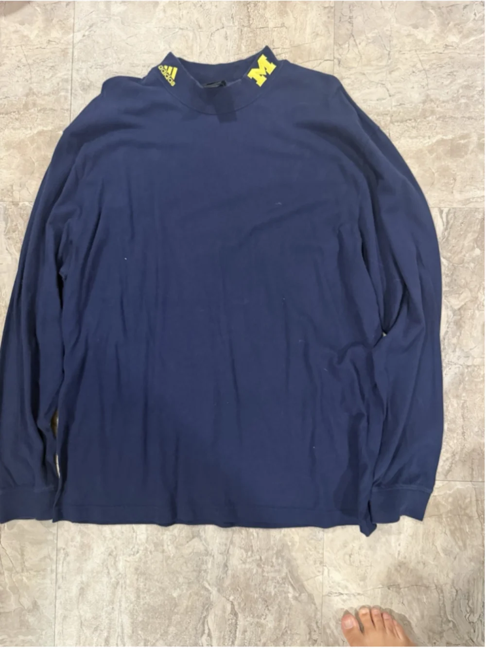 VTG Y2K Adidas Michigan University mock neck embroidered logo shirt sz XL